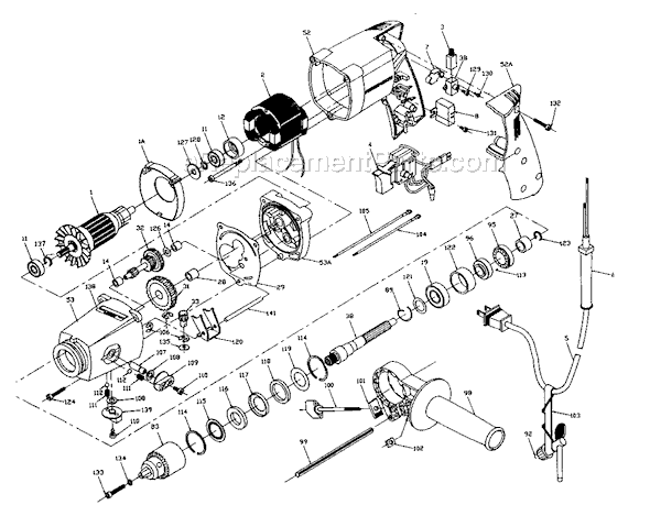 Page A Diagram and Parts List for 7750 Type 2 Porter Cable Hammer Drill